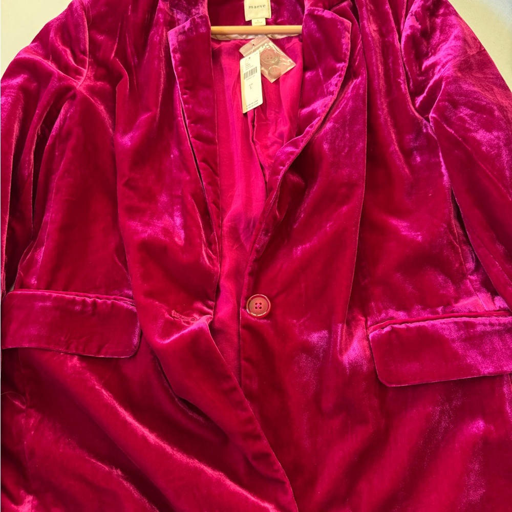 Maeve Fuchsia Velvet Blazer